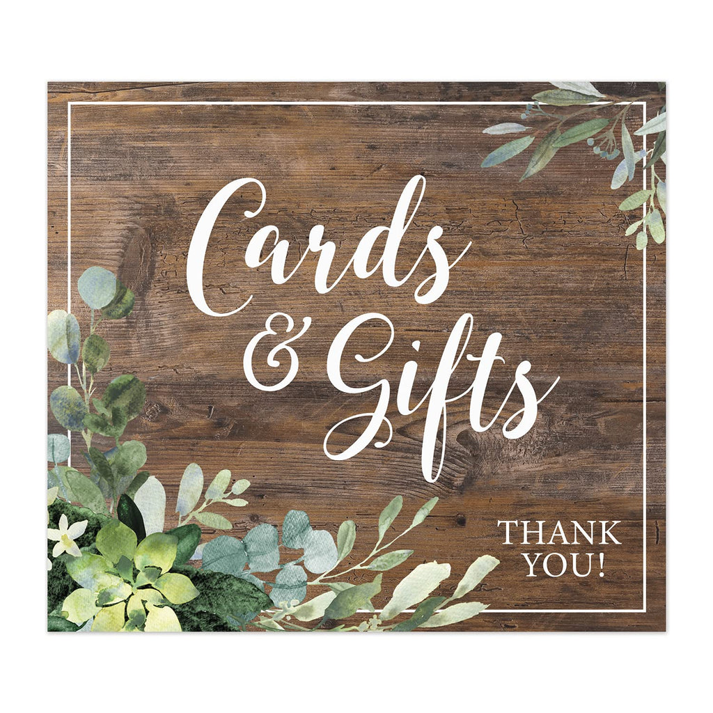 Lush Greenery Cards And Gifts Sign / 8' x 9' Rustic Wedding Sign/Lush Greenery Table Top Sign/Wedding Anniversary Reunion Sign