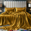 Decolure Satin Bed Sheets - 4 Piece Luxury Silky Full Size Bedding Set - Softer Than Silk, Wrinkle-Free With 15    Deep Pocket F