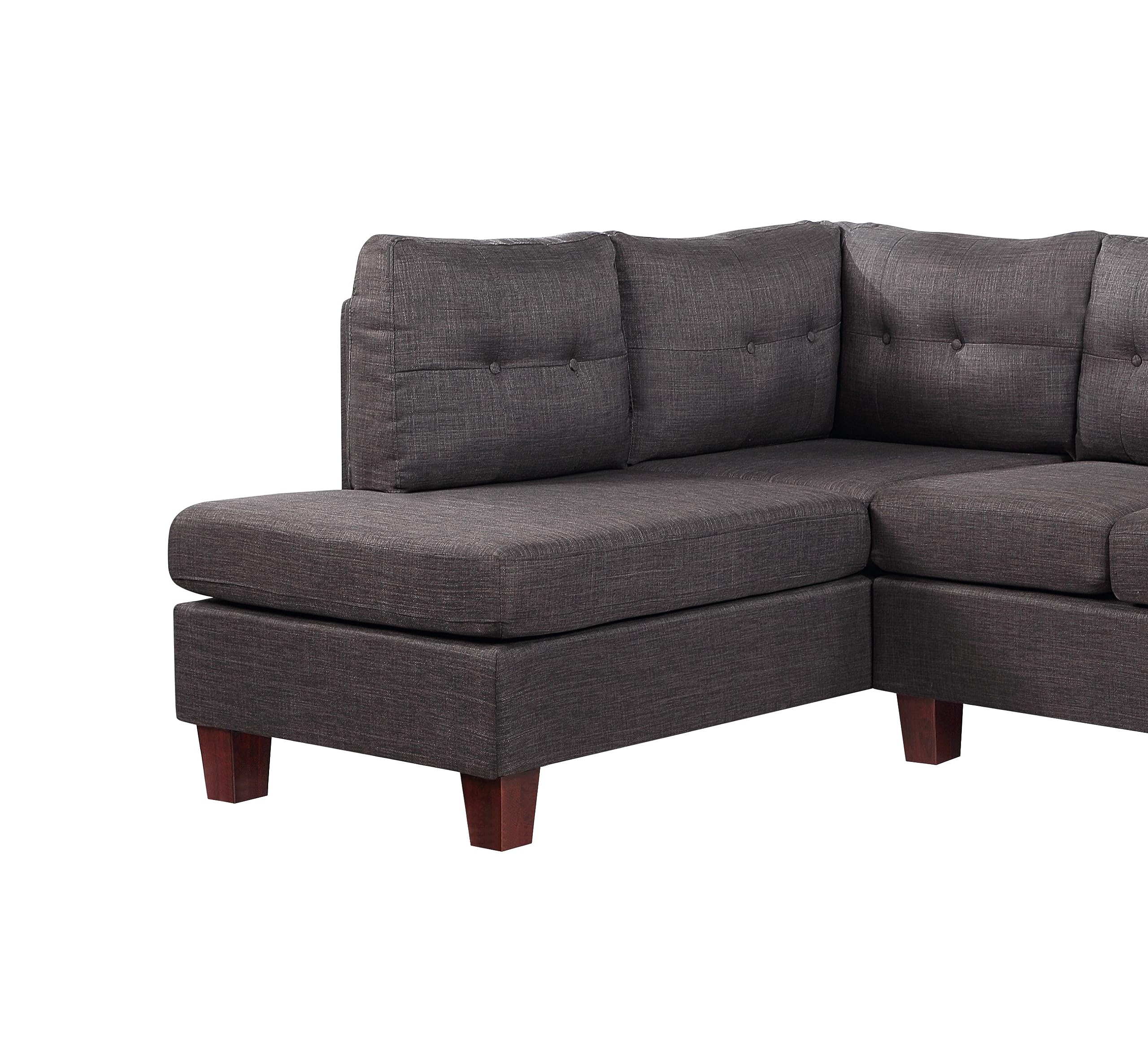 Dalia 97' W Dark Gray Linen Modern Sectional Sofa with Left Facing Chaise
