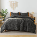 Litanika Dark Grey California King Comforter Set, 3 Pieces Cal King Oversized Chevron Tufted Boho Bedding Comforter Sets, Fluffy