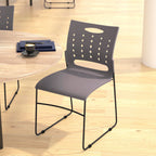 Flash Furniture Hercules Series 881 Lb. Capacity Gray Sled Base Stack Chair With Air-Vent Back