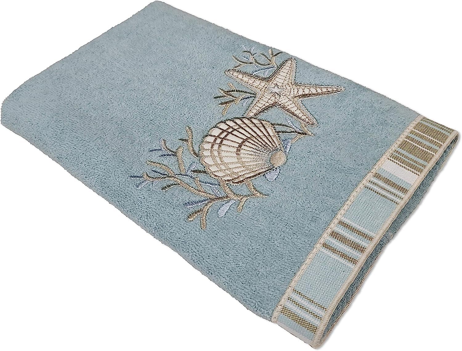 Avanti Linens - Hand Towel, Soft & Absorbent, Coastal Bathroom Essentials (Sand Shells Collection, Mineral)