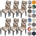 HZDHCLH Beige Chair Covers for Dining Room 6 Pack,Stretch Spandex Parsons Chair Slipcovers Set of 6,Washable Anti-dust Chair Sea