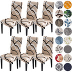 HZDHCLH Beige Chair Covers for Dining Room 6 Pack,Stretch Spandex Parsons Chair Slipcovers Set of 6,Washable Anti-dust Chair Sea