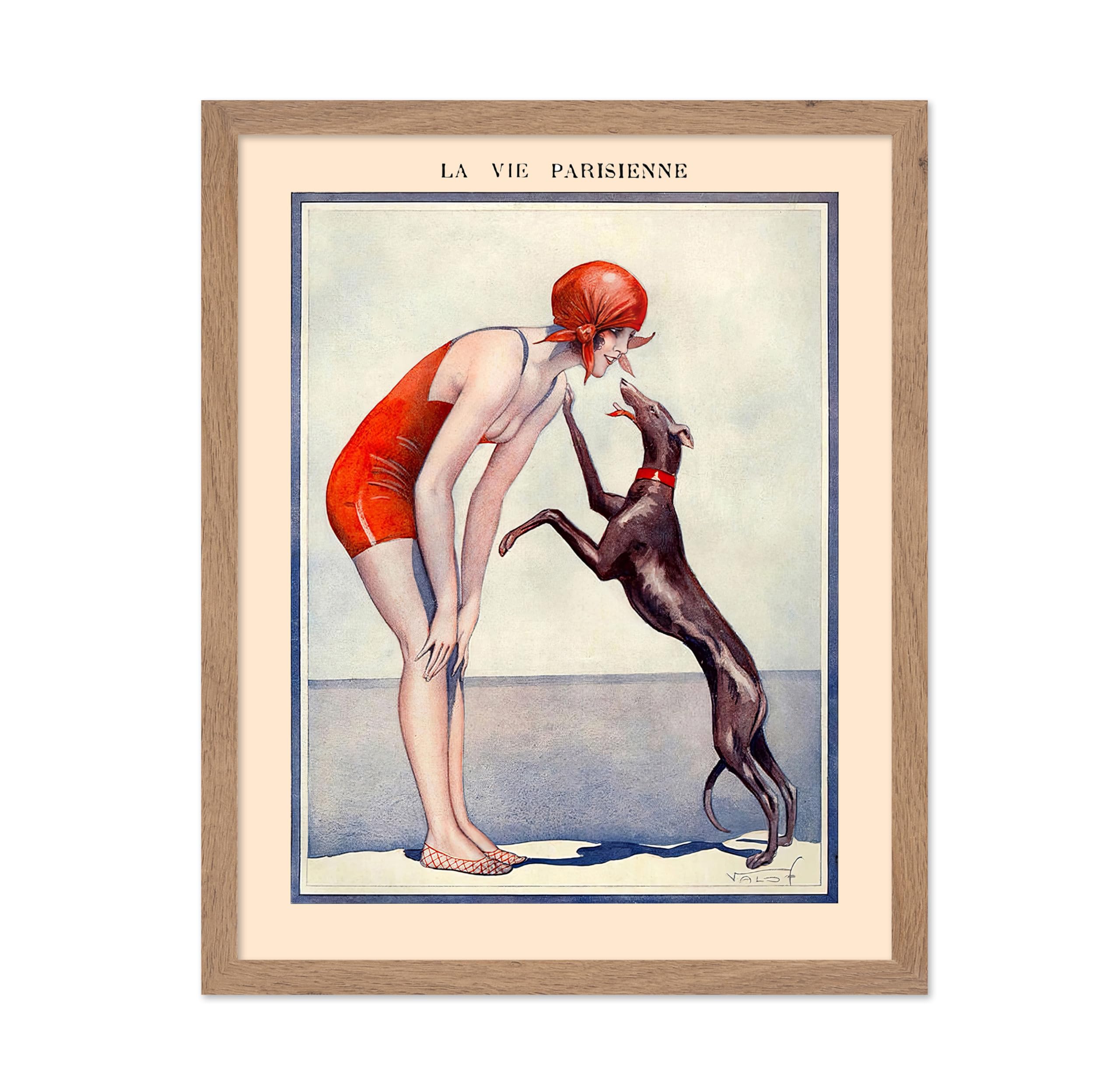 Poster Master Vintage Poster - Parisienne Wall Art - Lady and the Dog - Retro Animal Wall Decor - Great Wall Decor Gift for Home