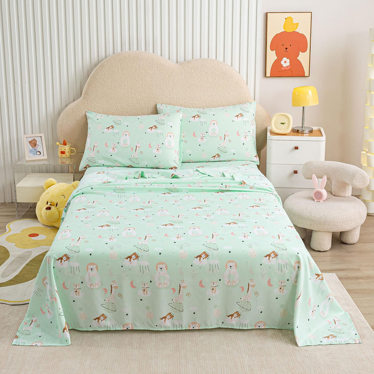 Lonava Twin Size Printed Kids Sheet Set - 3 Piece Wrinkle-Free Luxurious Soft Microfiber Sheet, Oeko-Tex Certified, Deep Pocket,