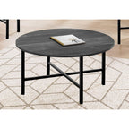 Monarch Specialties Coffee Set of 3 for Living Room Round Metal Legs Includes Cocktail 2 End Ocassional Table Set, Black