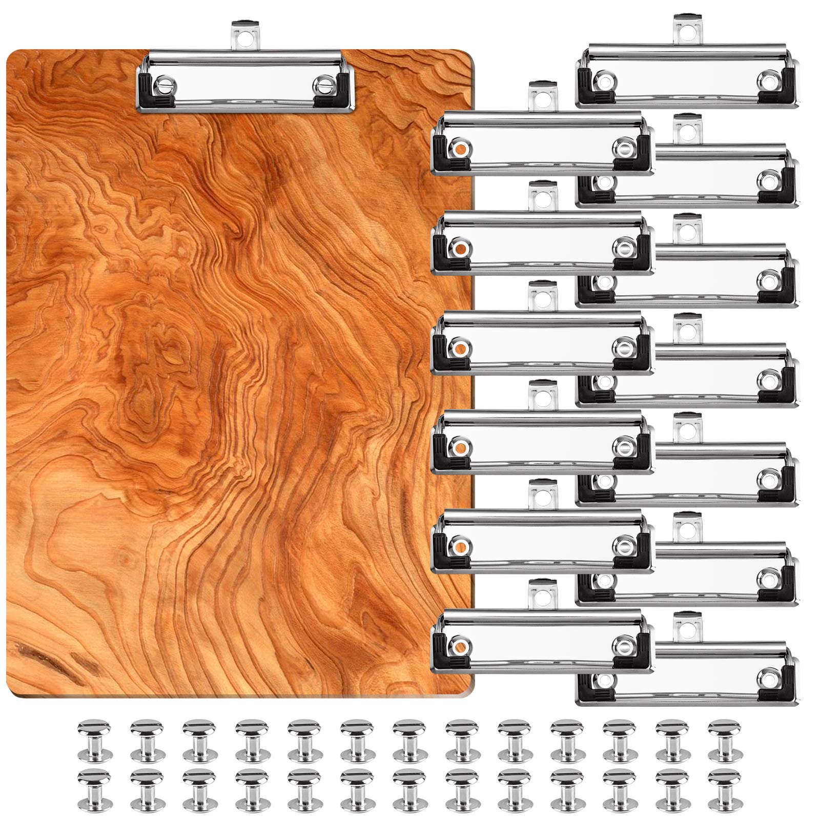 Clips For Clipboard 13Pcs+52 Rivets, Diy 10Cm Mountable Heavy Duty Stainless Steel Low-Profile Lightweight Spring-Loaded Retract