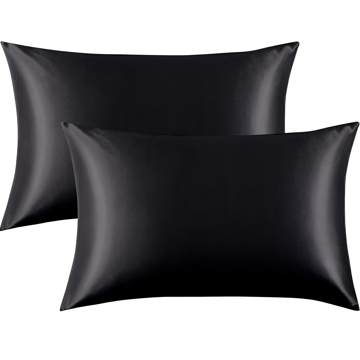 Flxxie 2 Pack Satin Pillowcases For Hair And Skin, Luxury Soft Queen (20X30 Inches) Silky Pillow Cases With Envelope Closure, Bl