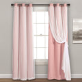 Lush Decor Sheer Grommet Curtains With Insulated Blackout Lining, Window Curtain Panels, Pair, 38''W x 84''L, Pink - Curtain Wit