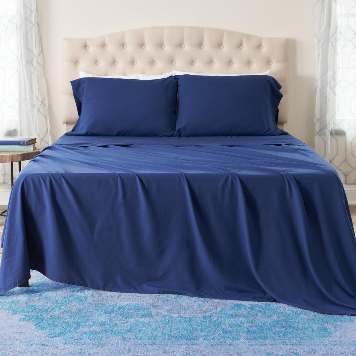 Northwest Ashford Home Essentials Bedding, 4 Piece California King Size Sheet Set, Estate Blue