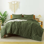 Litanika Dark Olive Green King Comforter Set, 3 Pieces Lightweight Tufted Bedding Sets, Down Alternative Comforter Fluffy Bed Se
