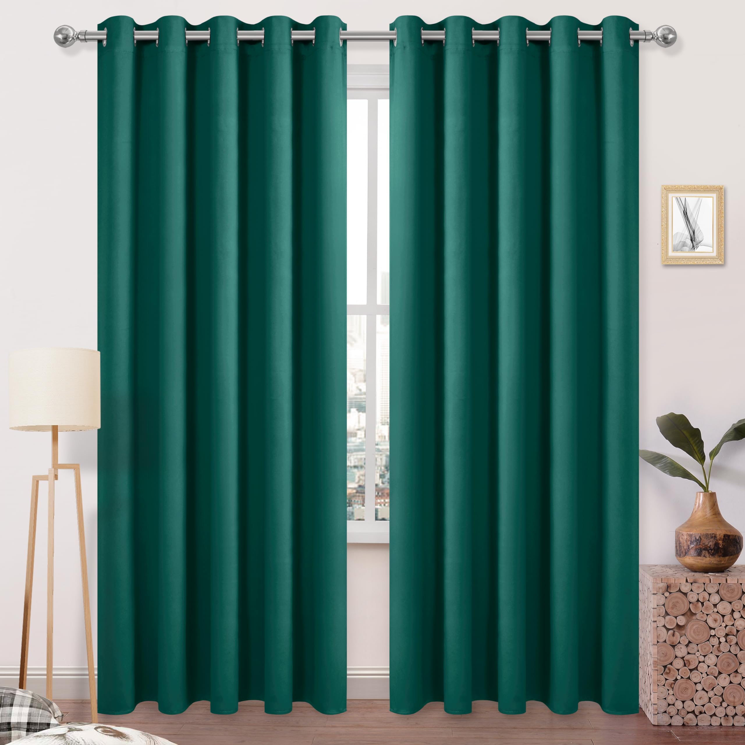Dwcn Green Curtains 84 Inches Long, Blackout Curtains For Bedroom, 60 Inch Wide Curtains For Sliding Glass Door - Emerald Green,