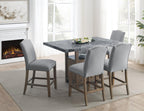 Steve Silver Furniture Grayson Gray Marble Counter Table Set 5pc, Rectangular Gray 860-Inch Marble Table with 4 Upholstered Counter Chairs, with Bottom Storage, 60" L x 40" W x 36" H, Grey
