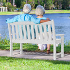 Yitahome Garden Bench, All Weather Outdoor Bench For 2-3 Persons, Fade/Rot Resistant Patio Bench For Park, Porch, Patio & Backyard (White)