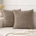 Miulee Pack Of 2 Corduroy Decorative Throw Pillow Covers 12X12 Inch Soft Boho Striped Pillow Covers Modern Farmhouse Home Decor