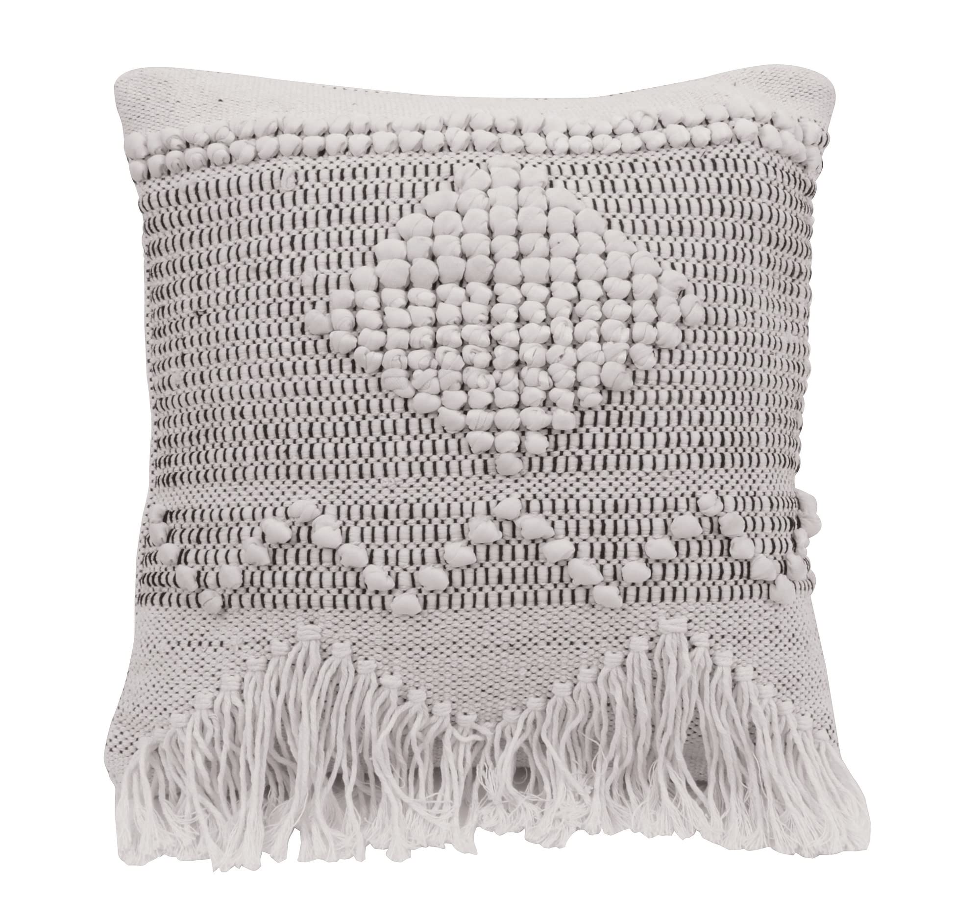 Bloomingville Square Textured Cotton Pillow, Ivory, Grey