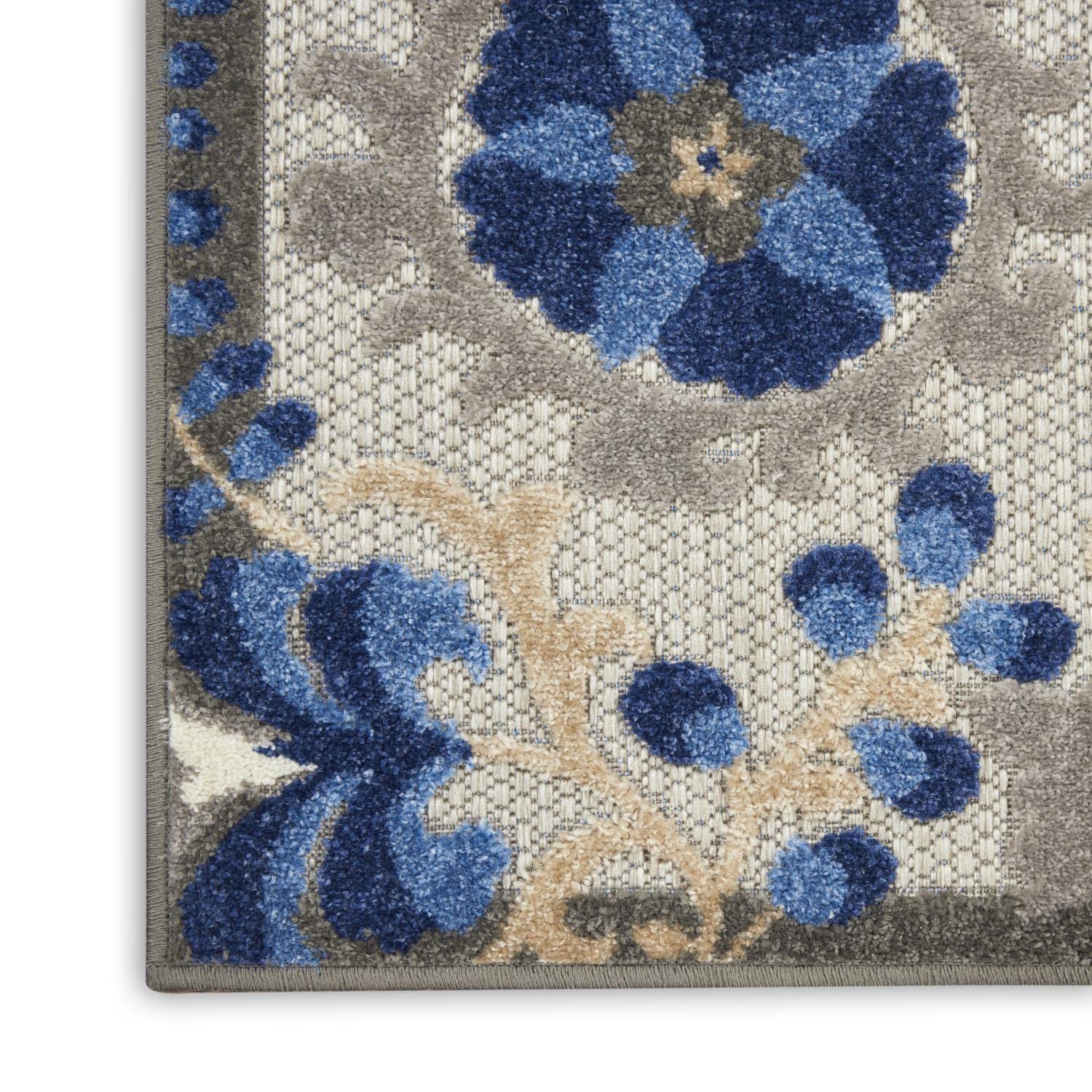 Nourison Aloha Indoor/Outdoor Natural/Blue 9'6' X 13' Area -Rug, Easy -Cleaning, Non Shedding, Bed Room, Living Room, Dining Room, Deck, Backyard, Patio (10X13)