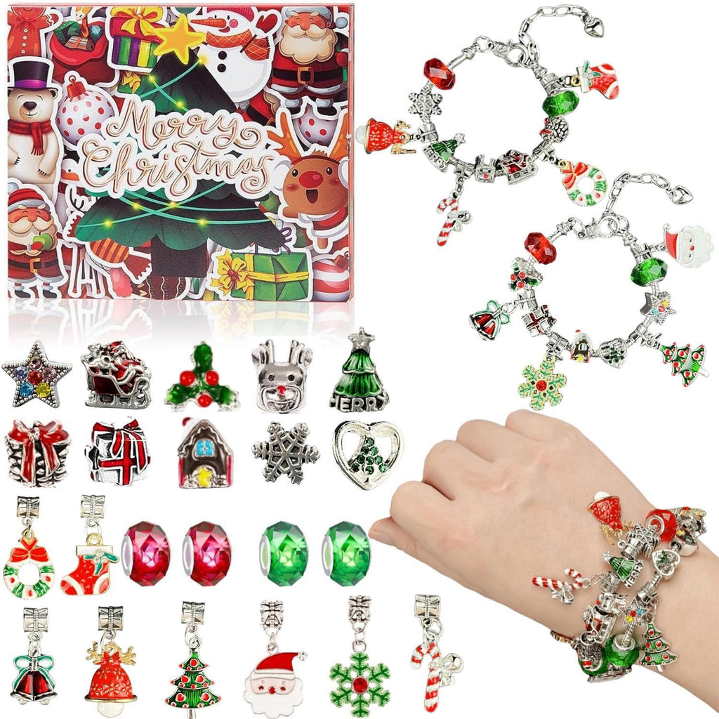 Advent Calendar 2024 Girls, DIY Jewelry Charm Bracelet Making Kit Beads, 24 Days Christmas Countdown Calendar, Stocking Stuffer 