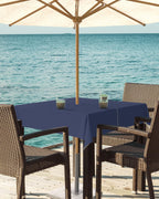 Queenker Navy Blue Outdoor Tablecloth With Umbrella Hole And Zipper, Solid Color Table Cover For Square Tables Waterproof Tablet