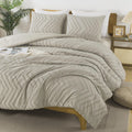 Andency Oatmeal California King Comforter Set, Boho Cal King Soft Warm Tufted Neutral Bedding Comforter Sets, 3 Pieces Cali King