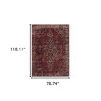 HomeRoots 510045 6 x 9 ft. Red & Gold Oriental Power Loom Stain Resistant Rectangle Area Rug