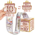 Turypaty 10Th Birthday Pull-Out Money Gift Box For Girls - Pink Rose Gold Peace Out Single Digits I'M 10 Birthday Party Cash Gif