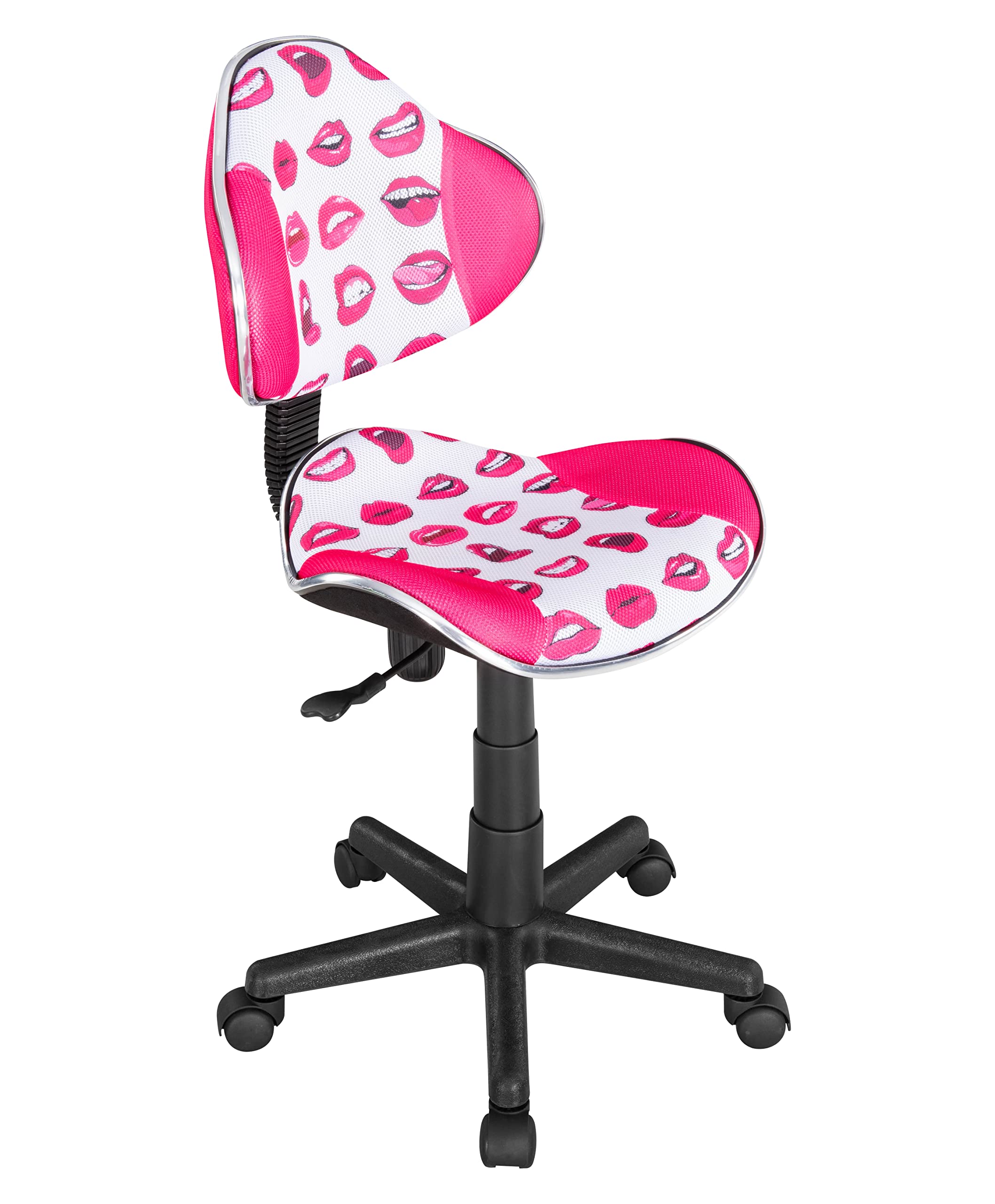 Jjs Home Office Low Back Computer Executive Chair, Ergonomic Mesh Chair With Extra Large Base And Pads, Pinklip