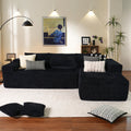 Ovios 104' Cloud Sectional Couch With L-Shape Chaise,Modern Modular Sofa With Deep Seat, Upholstered Couches For Living Room Bedroom,No Assembly Required, Black (Plush Corduroy Fabric)