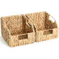 2-Pack Wicker Basket Set - Water Hyacinth Pantry Organizers and Storage w/Handles, For Home, Bedroom, Kitchen, & More - 100% Ear