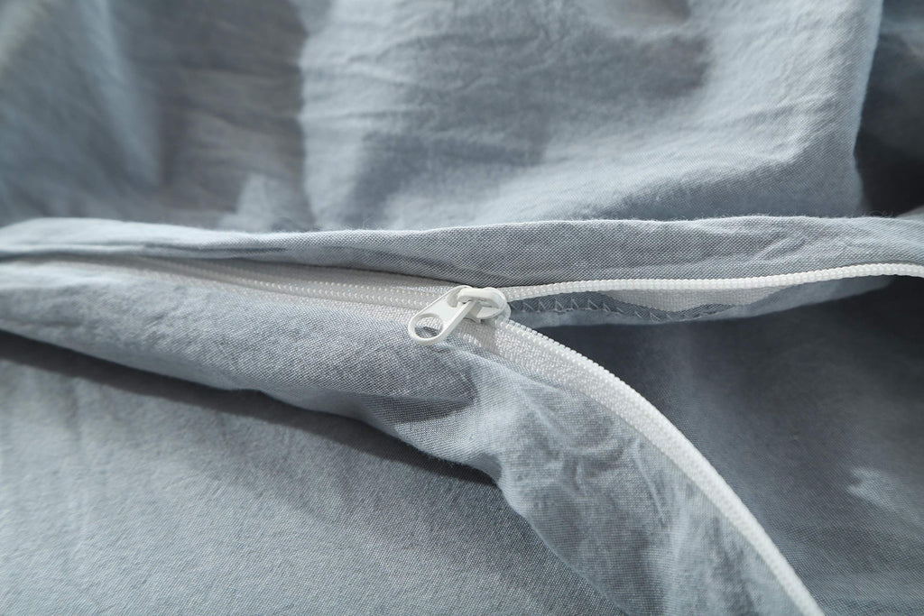 F.Y.Dreams Washed Cotton Duvet Cover for Weighted Blanket 48x72 Light Blue Zipper Closure