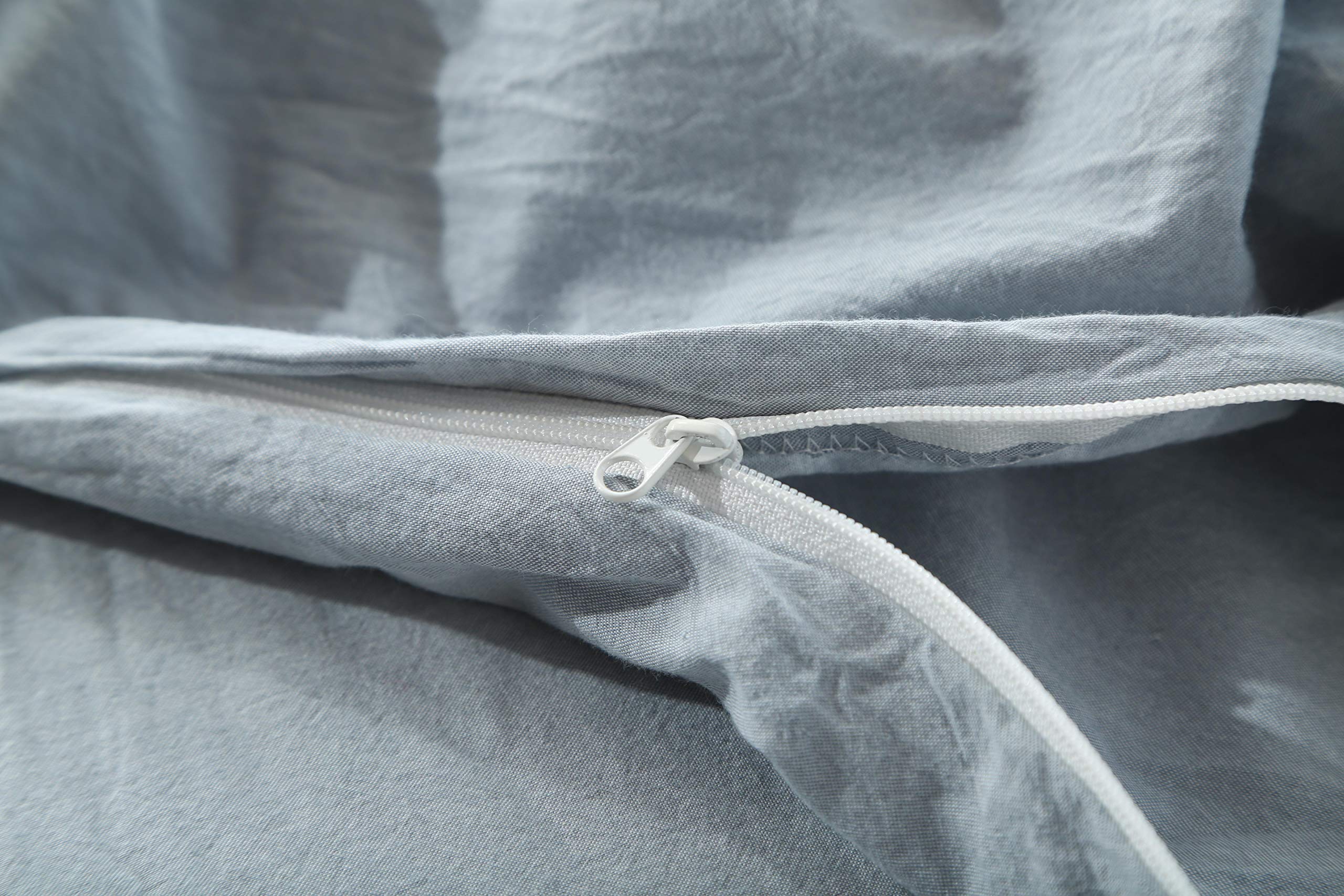 F.Y.Dreams 100% Washed Cotton Duvet Cover For Weighted Blanket 60X80 Inches With 8 Ties, Zipper On Long Side/Light Blue/Just Duv