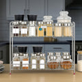 Plantex 2Tier Spice Rack/Stainless Steel Kitchen Storage Organizer For Countertop/Multipurpose Shelf Stand/Masala Rack(Chrome) 