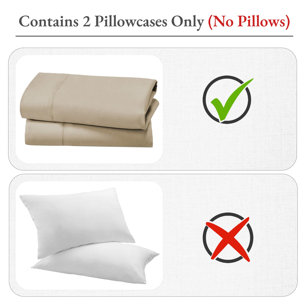 California Design Den Cotton King Pillowcase Set - 400 Thread Count, 100% Cotton Pillowcases, Set Of 2 Pillow Covers, Breathable, Cooling, Soft For Quality Sleep - Beige