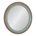 Kate and Laurel Palmer Rustic Farmhouse Round Wooden Mirror, 26 Inch Diameter, Blue and Rustic Brown, Modern Circle Decorative W
