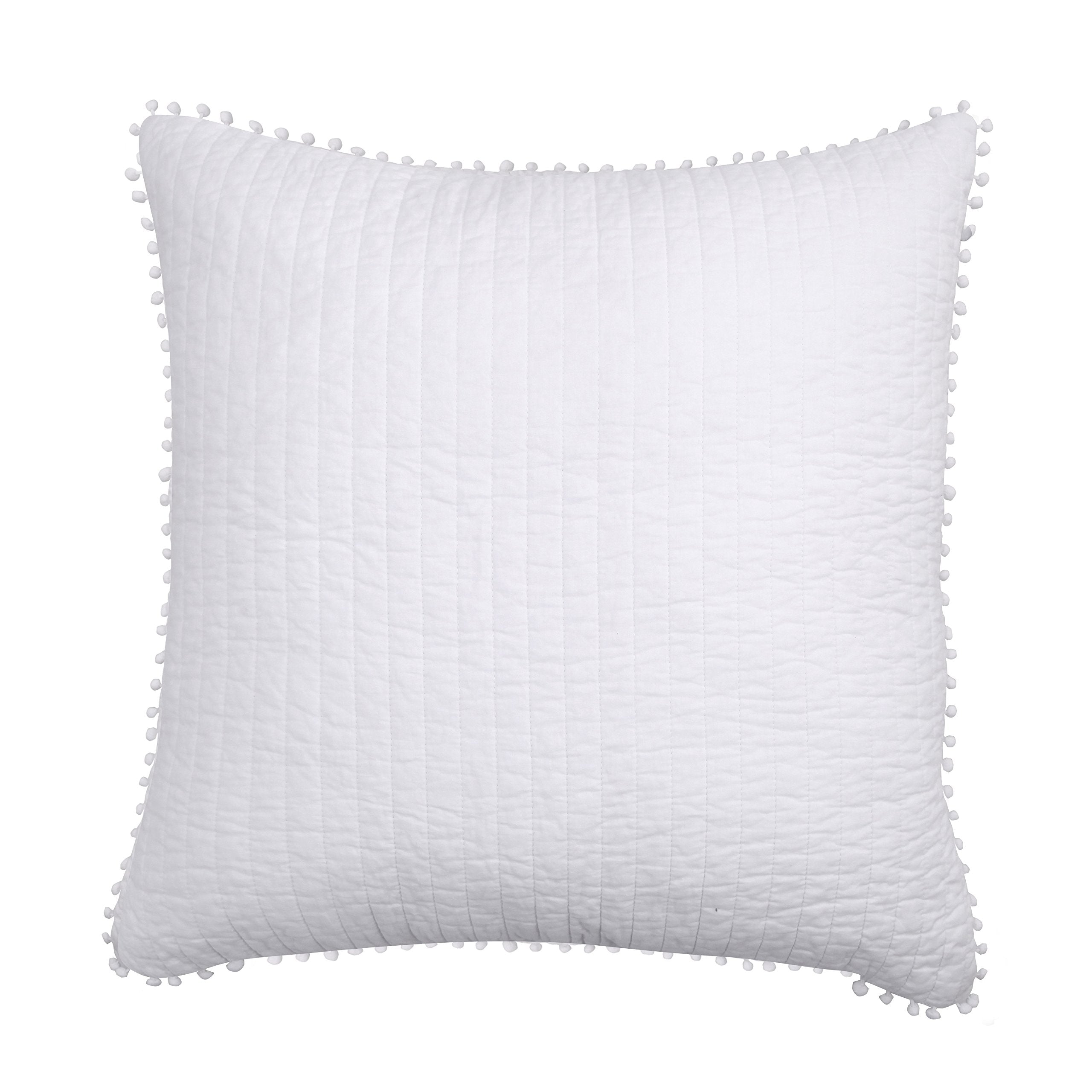 Levtex Home - Pom Pom - Euro Sham (26X26In.), No Insert - White - Cotton Fabric