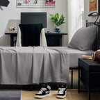 Sleep Zone Nanotex Super Soft Cooling Twin Bed Sheets Set For Kids 3 Piece - Easy Care Fitted Flat Sheet & Pillowcase Sets - Wrinkle Free, Fade Resistant, Deep Pocket 16' (Gull Gray, Twin)