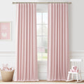 Pink Thick Linen Thermal Blackout Curtains 96 Inch Long for Winter Insulated, Pleated Elegant Living Room Curtain 2 Panels Set P