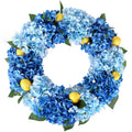 Kmise Summer Spring Wreath for Front Door,26 Big Blue Hydrangea Lemon Wreath for Door Window Hanging Wedding Party D  cor