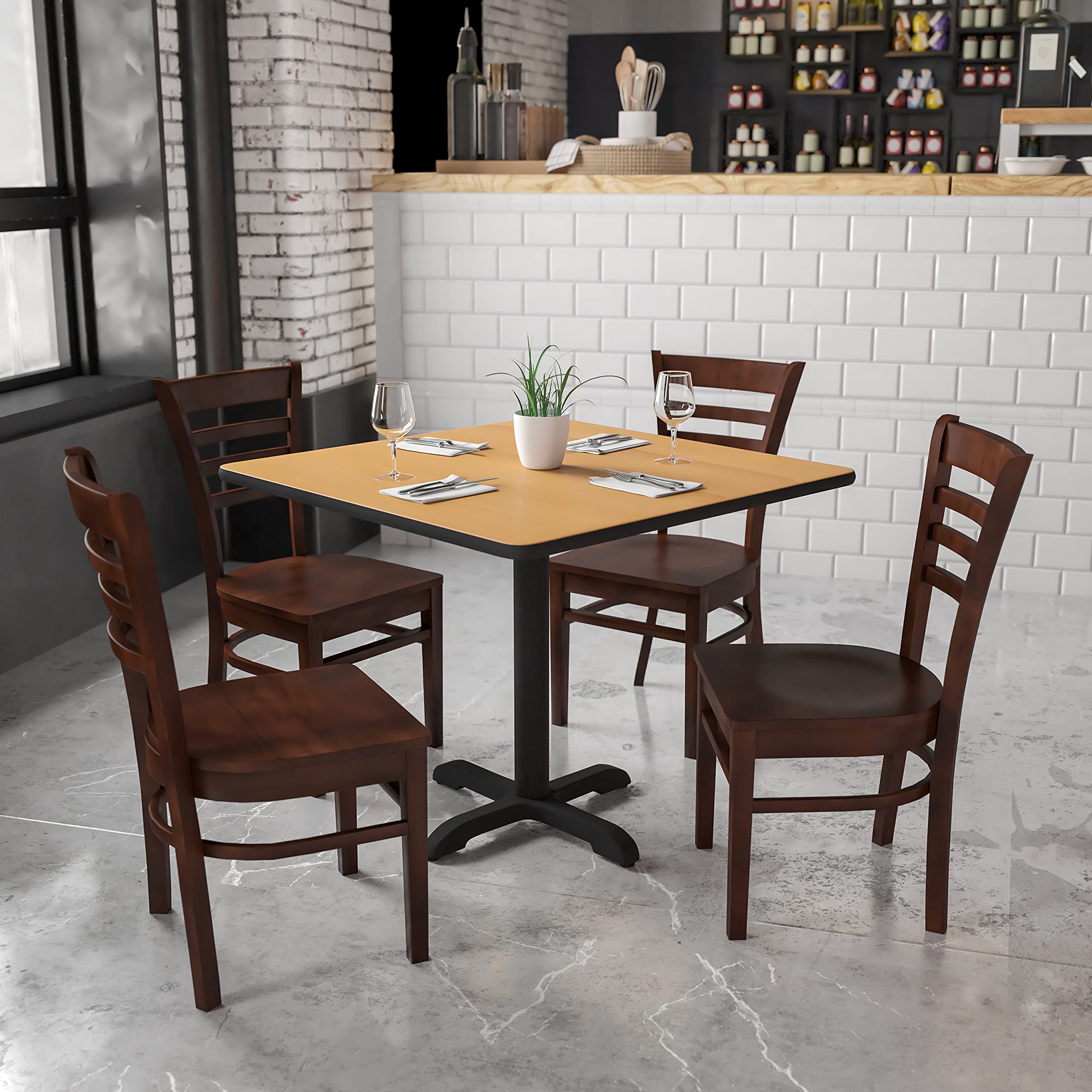 Flash Furniture HERCULES Series Ladder Back Walnut Wood Restaurant Chair