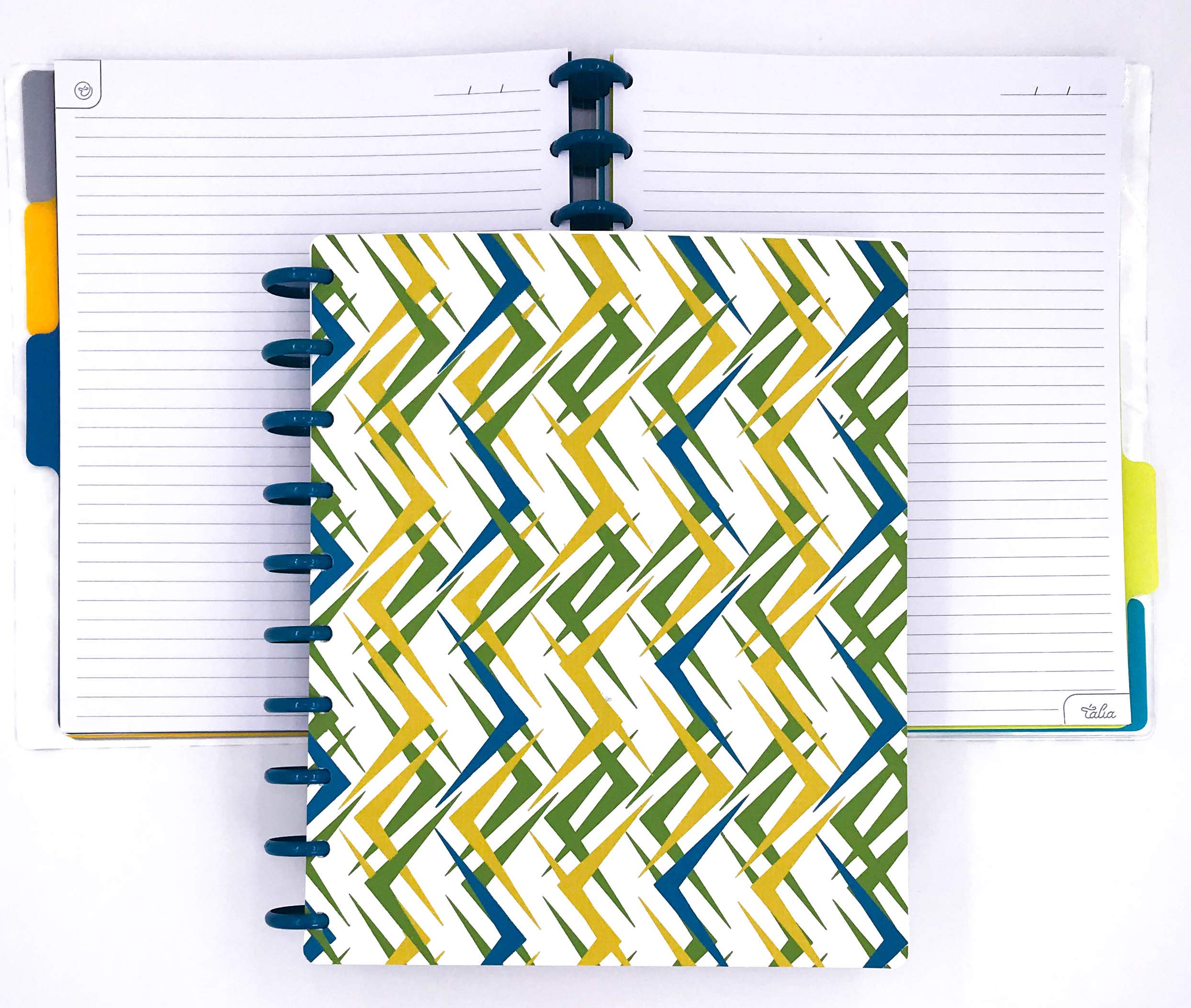 Talia Discbound Notebooks, Planner, Customizable, (Xziggity Zag, Midsize (7.5In X 9.75In))