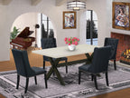 East West Furniture X627FO624-5 5 Piece Kitchen Table Set for 4 Includes a Rectangle Dining Room Table with X-Legs and 4 Black Linen Fabric Parson Dining Chairs, 40x72 Inch, Multi-Color