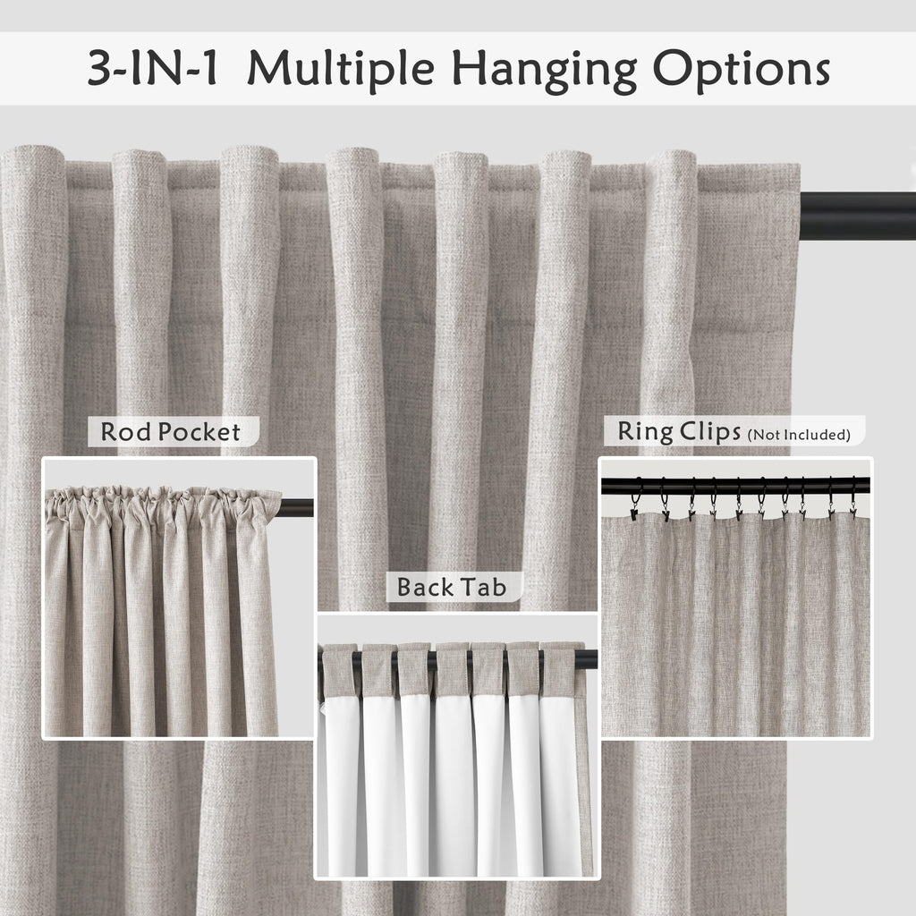 Uhitech Linen Blackout Curtains For Living Room Pinch Pleated Curtains Insulated Curtains 90 Inch Length 2 Panels Set Black Out