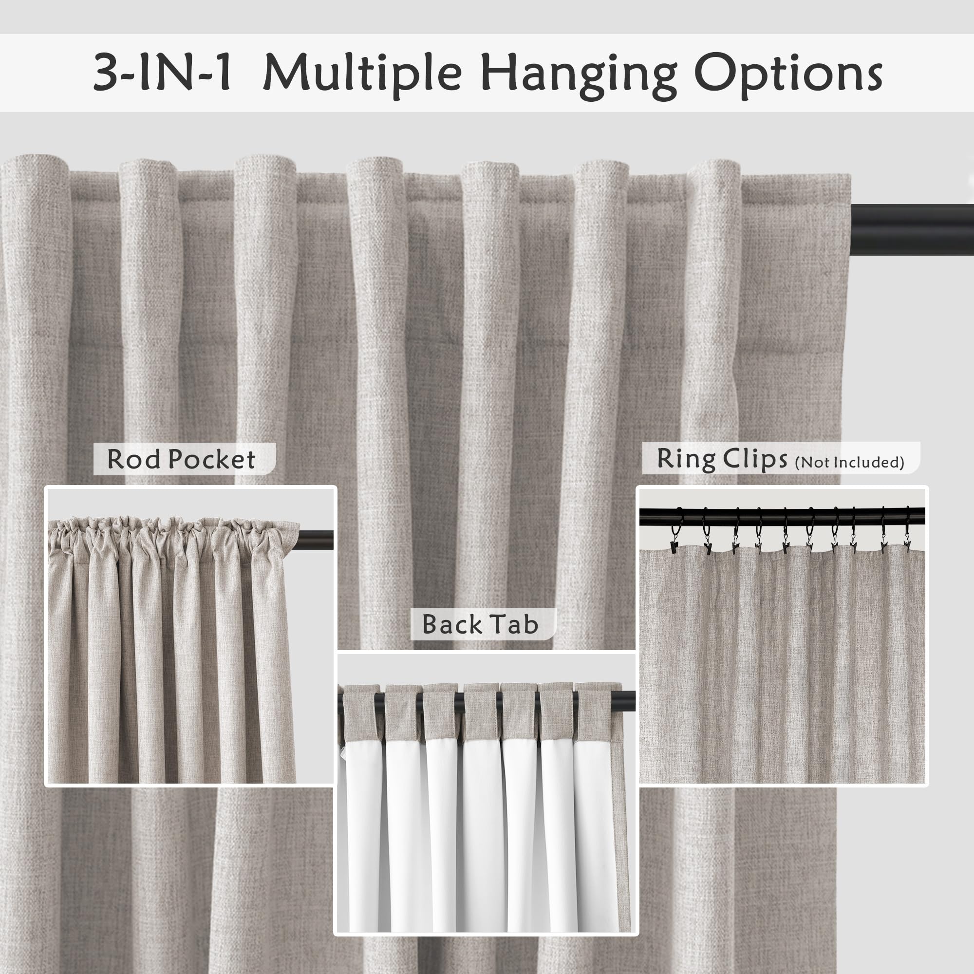 Uhitech Linen Blackout Curtains For Living Room Pinch Pleated Curtains Insulated Curtains 90 Inch Length 2 Panels Set Black Out