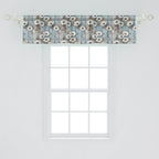 Ambesonne Poppy Window Valance Pack Of 2, Vintage Farmhouse Concept Beige Tone Petals Floral On Rustic Backdrop, Rod Pocket Curtain Valances For Kitchen Bedroom, 54' X 12', Coconut Pale Blue And Dusk
