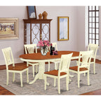East West Furniture PLAI7-WHI-W 7 Piece Modern Dining Table Set Consist of an Oval Wooden Table with Butterfly Leaf and 6 Dining Room Chairs, 42x78 Inch, Buttermilk & Cherry
