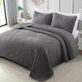 Exclusivo Mezcla Ultrasonic King Quilt Bedding Set, Lightweight Grey Bedspreads Soft Modern Geometric Coverlet Set For All Seaso