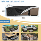 Akefit 2 Years Lifespan Patio Furniture Set Covers Size 126'X63'X29',500D Extra Heavy Duty Outdoor Furniture Cover, Waterproof Extra Large Outdoor Sectional Cover,Square And Retangle Patio Table Cover