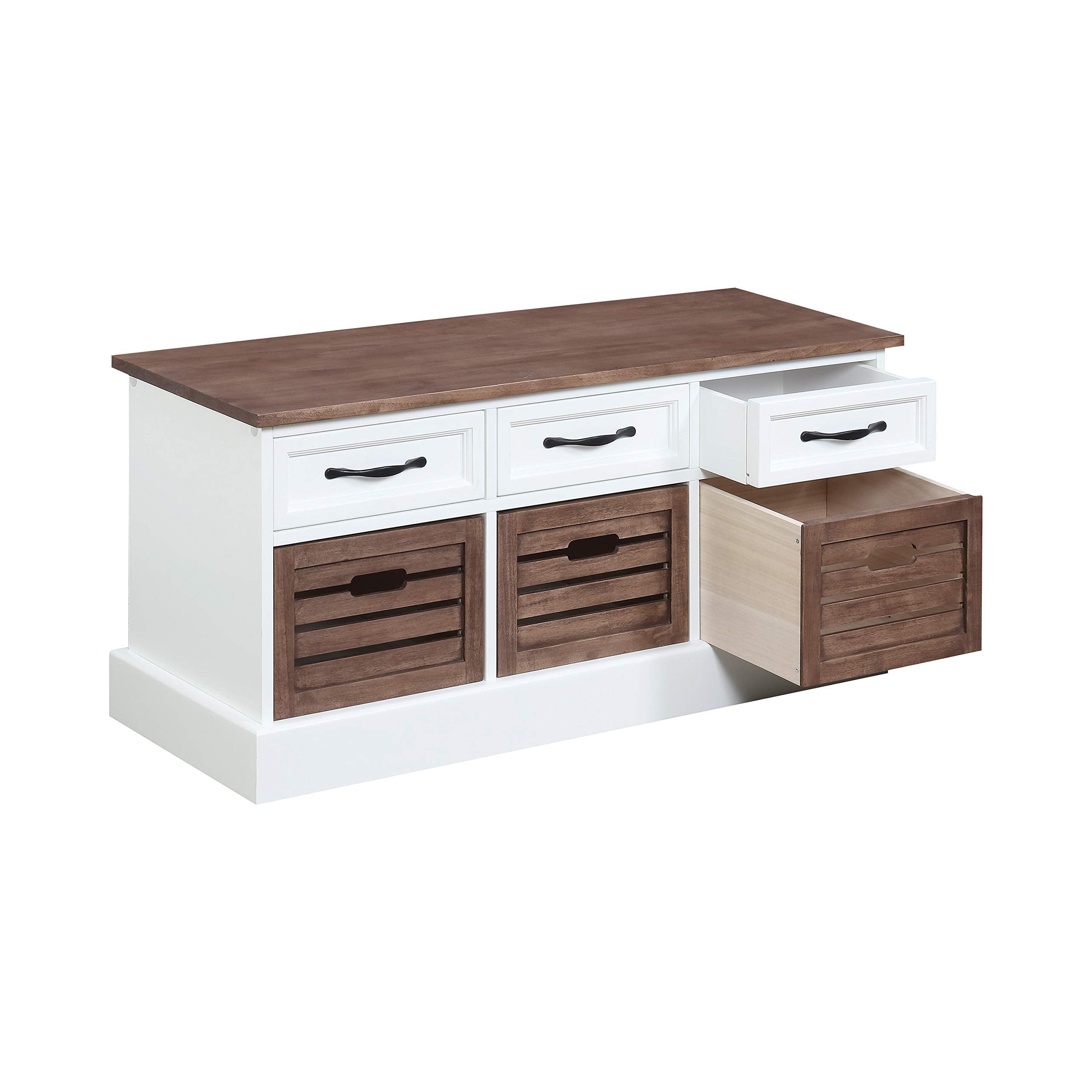 Coaster Home Furnishings Alma 3-Drawer Storage Bench White and Weathered Brown