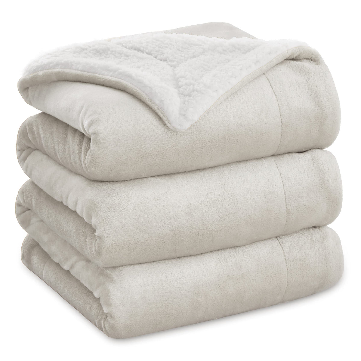 Bedsure Sherpa Fleece King Size Blanket For Bed - Thick And Warm For Winter, Soft And Fuzzy Large Blanket King Size, Linen, 108X